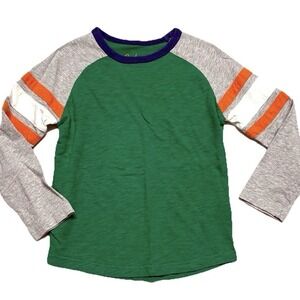 Mini Boden Boys Shirt Long Sleeve T-Shirt Preppy Green Colorful Stripes Size 5-6